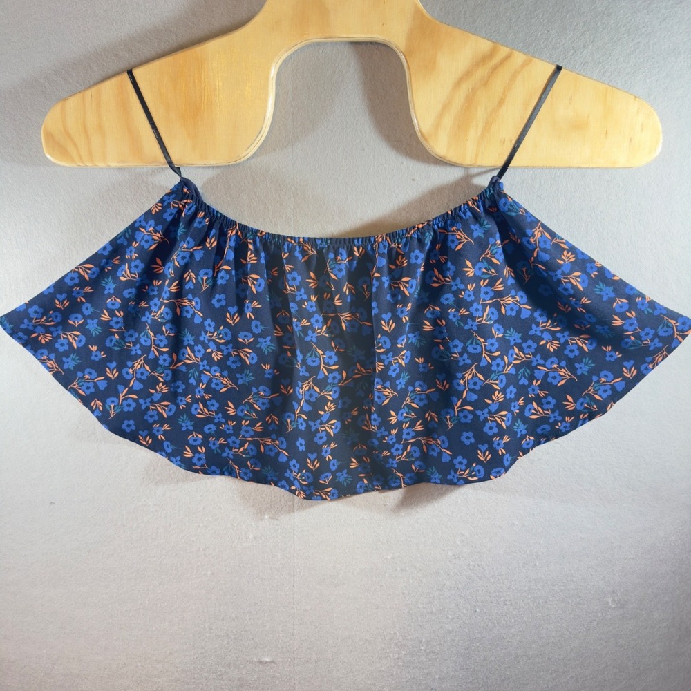 507 | Lulus Floral Strapless Tube Top Blue Orange Flowy Boho Womens Medium